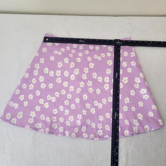 Lyaner Lavender Floral Satin Silky High Waist Mini Skirt 90s Inspired‎ Size XL - Picture 6 of 8
